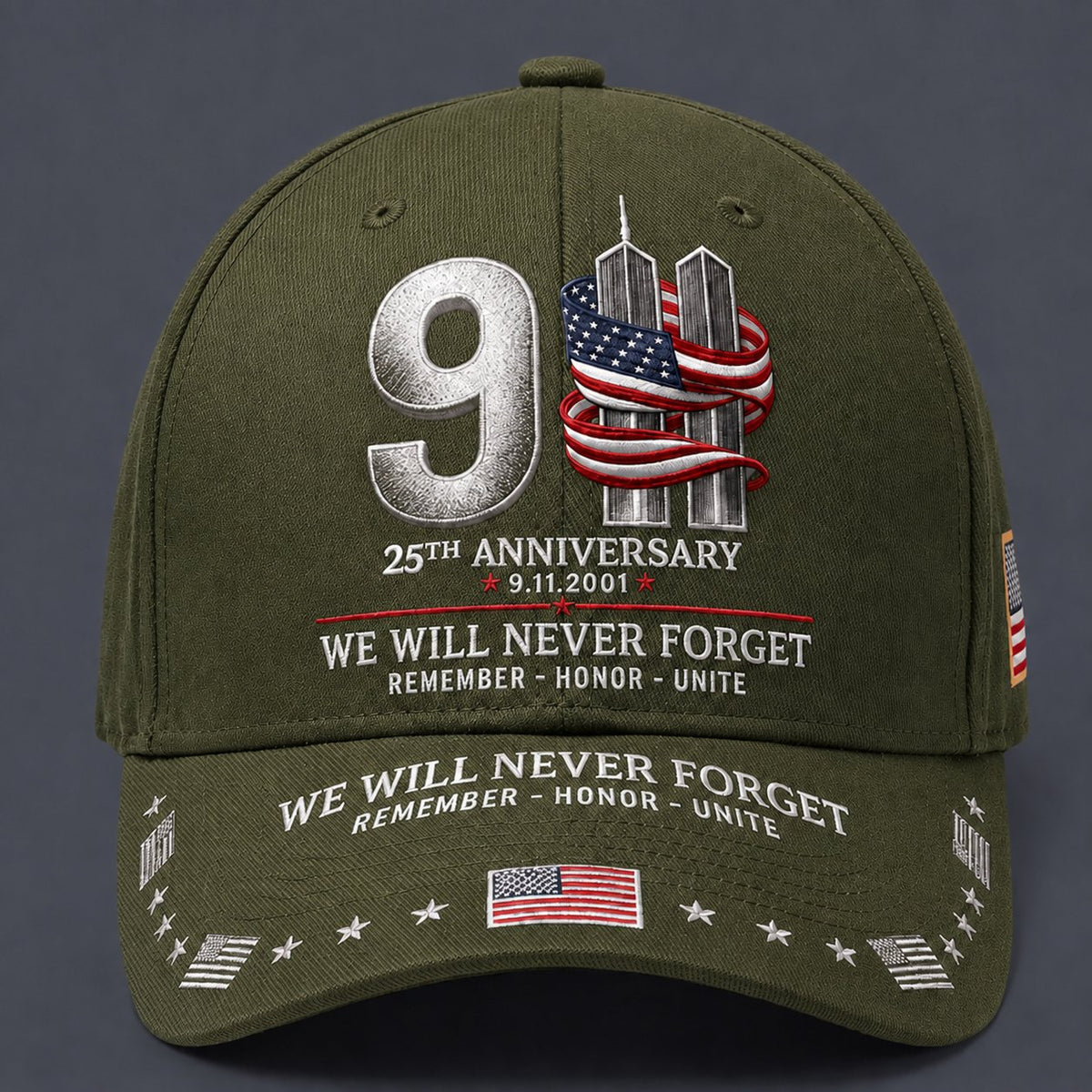 π₯LAST DAY 50% OFF - 9/11 25th Anniversary We Will Never Forget Embroidered Memorial Baseball Cap β Unisex Patriotic Memorial Hatπ§’ 100% Cotton