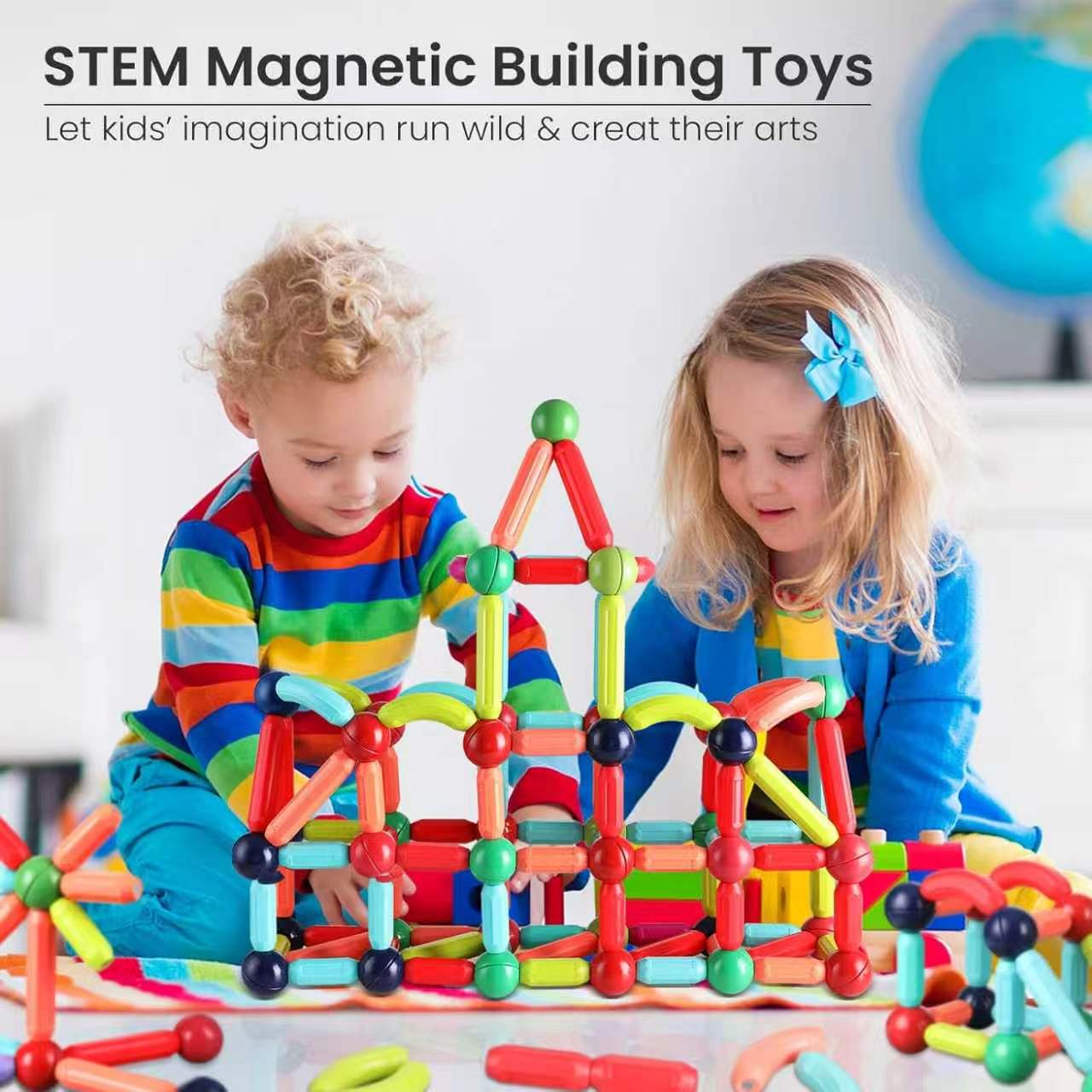 STEM Magnetic Building Toys – Kids Magnet Stick & Ball Construction Set