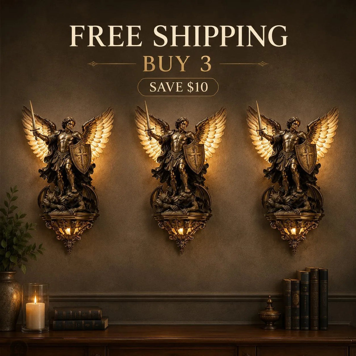 ποΈSt. Michael Guardian Angel Wall Light