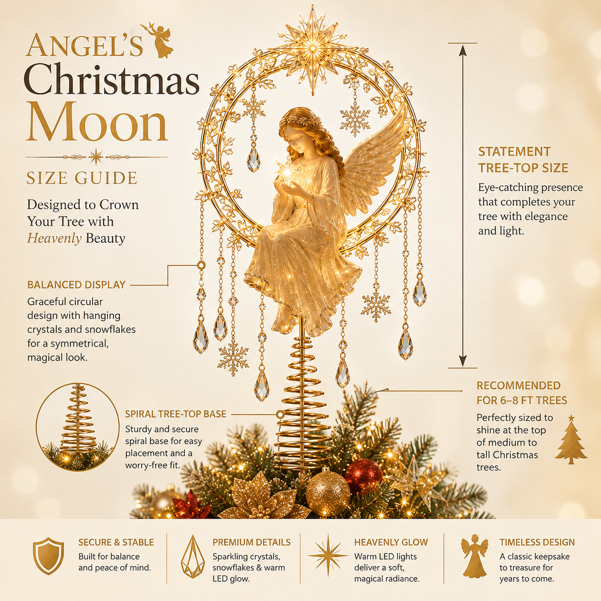 👼 Angel's Christmas Moon™ – A Heavenly Glow for Your Tree ✨