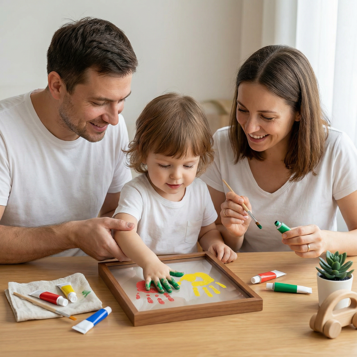 DIY Wooden Handprint Photo Frame Kit β Family Keepsake Set with Paints