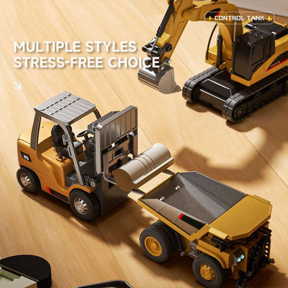 RC Construction Vehicle Toy Set with Excavator. Dump Truck. Forklift & Bulldozer