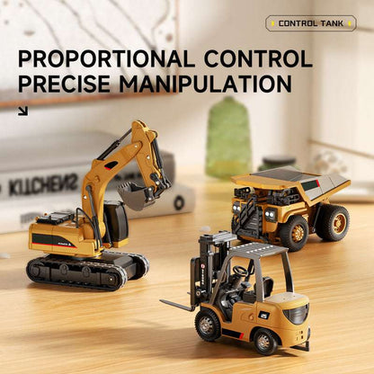 RC Construction Vehicle Toy Set with Excavator. Dump Truck. Forklift & Bulldozer