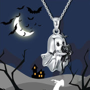 Cute Ghost Black Cat Pendant Necklace