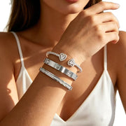 Heart Zirconia Bangle Set