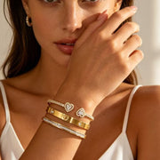 Heart Zirconia Bangle Set