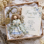 🪽 Faith Guardian Keychain Scripture Gift Set Collection | Layered Fabric Charm. Inspirational Scripture Card & Ready-to-Gift Box Included 💕