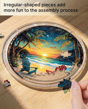 Acrylic Jigsaw Puzzle Suncatcher - Tropical Sunset