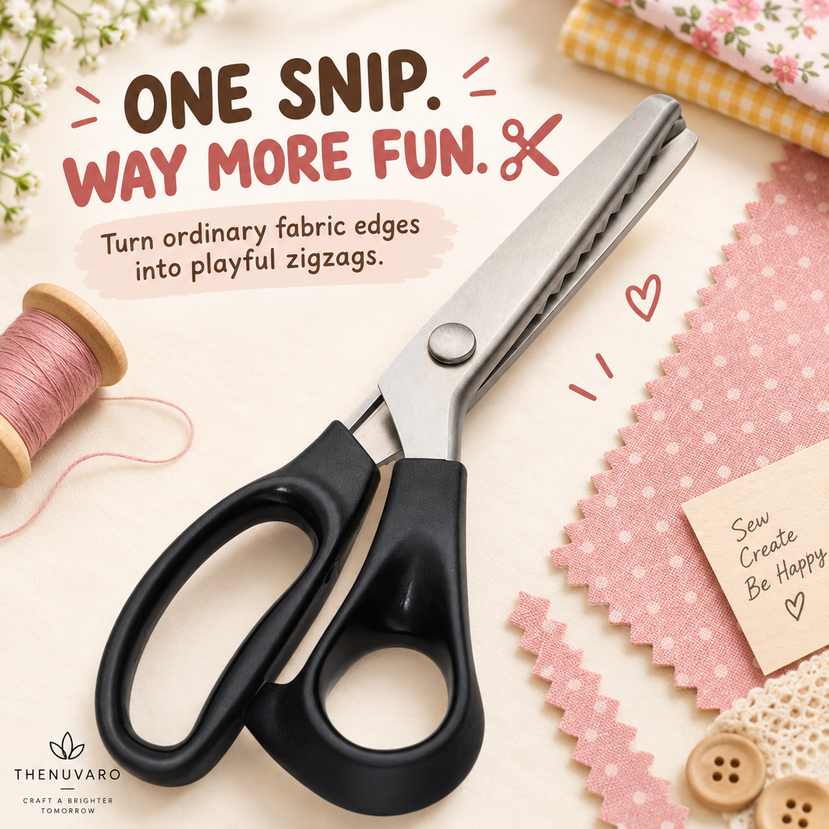 ✂️ Zigzag Fabric Pinking Shears – Cleaner Edges for Sewing. Crafts & DIY