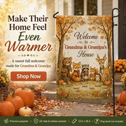 Welcome to Grandma & Grandpa's House Personalized Garden Flag, Autumn Forest Creative Gift for Grandparents