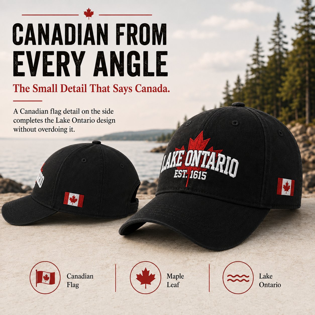 🔥LAST DAY 50% OFF - 🍁Lake Ontario Forever – Heritage Embroidered Cap (🧢100% Cotton)
