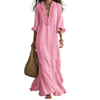 🌸 50% OFF! 👗 V-Neck Layered Maxi Dress with Ruffles – Lightweight fabric, airy & versatile fit – 5 colors, sizes S–2XL – Perfect for summer, the beach & evenings out ✨