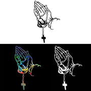 Praying Hands Rosary Cross Car Window Decal