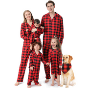 Red Plaid Stand Collar Matching Family Christmas Pajamas