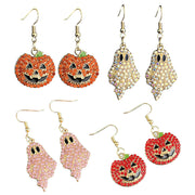 Halloween Sparkly Pumpkin Ghost Hook Earrings