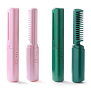 Mini Cordless Hair Straightener Brush – Ceramic Comb, USB Rechargeable, All Hair Types