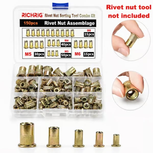 🏆LAST DAY SALE 49% OFF🛠️Head Rivet Nut Tool. M3 M4 M5 M6 M8 Rivnut Kit.Carbon Steel Rivnut Set