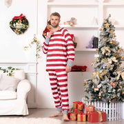 Holiday Red and White Striped Matching Family Christmas Pajamas-Dog Pajamas Included
