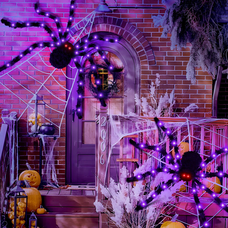 🕸️Spider Web Lights – 8 Modes with Remote & Timer
