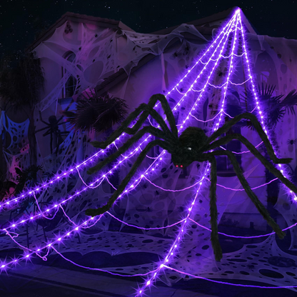 🕸️Spider Web Lights – 8 Modes with Remote & Timer