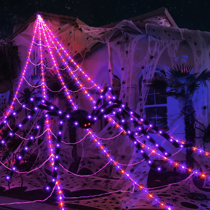 🕸️Spider Web Lights – 8 Modes with Remote & Timer