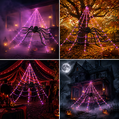🕸️Spider Web Lights – 8 Modes with Remote & Timer
