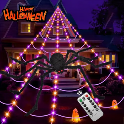 🕸️Spider Web Lights – 8 Modes with Remote & Timer