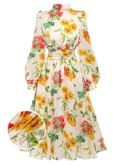 [Pre-Sale] 1930s Flower Long Sleeves Swing Dress