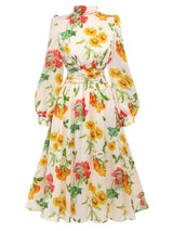 [Pre-Sale] 1930s Flower Long Sleeves Swing Dress