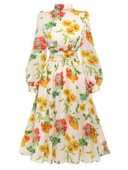 [Pre-Sale] 1930s Flower Long Sleeves Swing Dress