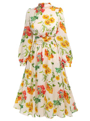 [Pre-Sale] 1930s Flower Long Sleeves Swing Dress