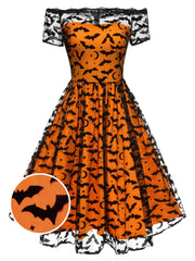 [Pre-Sale] 1950s Halloween Lace Off-shoulder Swing Dress