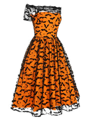 [Pre-Sale] 1950s Halloween Lace Off-shoulder Swing Dress