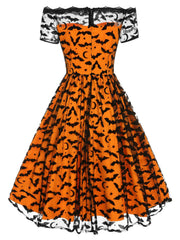 [Pre-Sale] 1950s Halloween Lace Off-shoulder Swing Dress