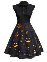 [Pre-Sale] Black 1950s Halloween Pumpkin Patchwork Dress