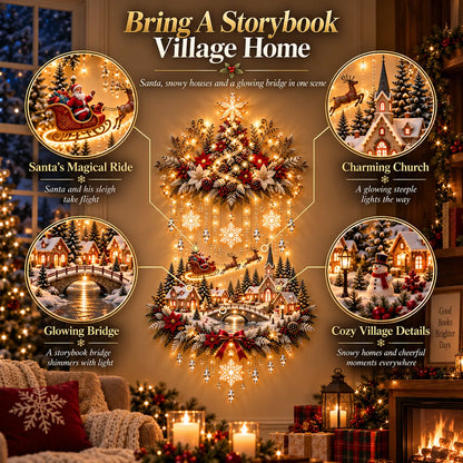🎄 Illuminated Christmas Tree & Village Wall Hanging | Cascading Warm Lights for Living Rooms. Entryways & Staircases ✨