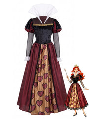 1970s Stand Collar Queen of Hearts Halloween Costume Dress