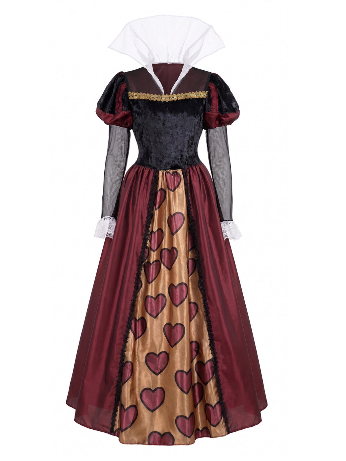 1970s Stand Collar Queen of Hearts Halloween Costume Dress