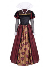 1970s Stand Collar Queen of Hearts Halloween Costume Dress