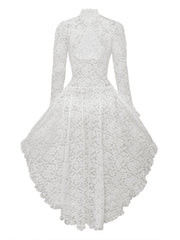 White 1980s Gigot Sleeve Victorian Lace Dress