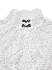 White 1980s Gigot Sleeve Victorian Lace Dress