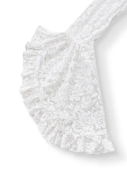 White 1980s Gigot Sleeve Victorian Lace Dress