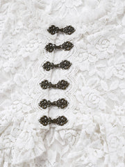White 1980s Gigot Sleeve Victorian Lace Dress