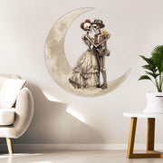 Skeleton Couple On The Moon Skull Lover Valentine's Day Hanging Metal Sign