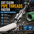🔧Drill-Powered Pipe Thread Cutting Bit — Internal & External Threading for 1/2" & 3/4" Plastic Pipes