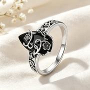 Obsidian Flower Ring