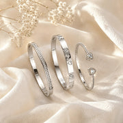 Heart Zirconia Bangle Set