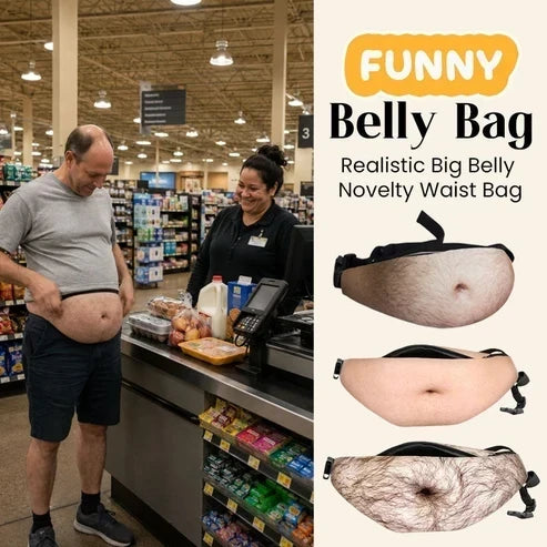 ⏰ 50% OFF Today- Funny Belly Fanny Pack – Realistic Fake Belly Waist Bag