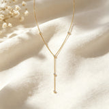 Lariat CZ Station Necklace