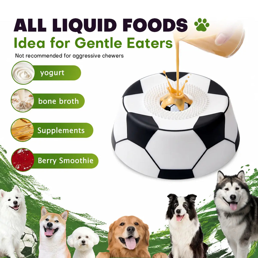 Style Multi purpose dog bowl with Free Peanut Butter Spatula,Dog Liquid Slow Feeder,Lick Bowl Mat with Ball ,8 Extra Large Suction Cups,No Mess Liquid Treat Enrichment Bowl for Dogs